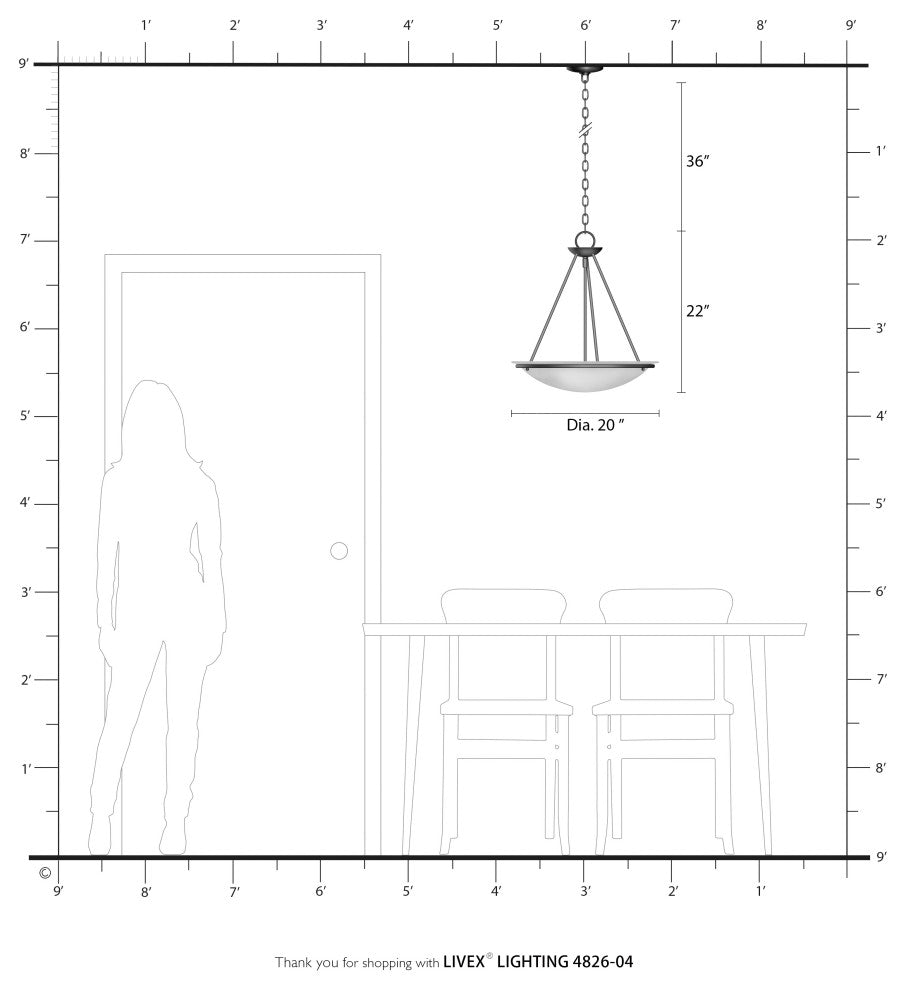 Livex Lighting Black 3-Light Pendant Chandelier