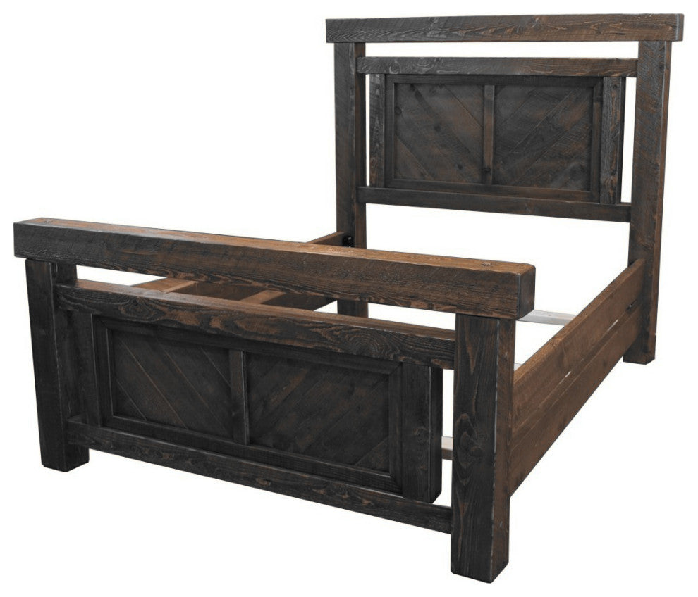 Barnwood Style Timber Peg Panel Bed, Dusk, King