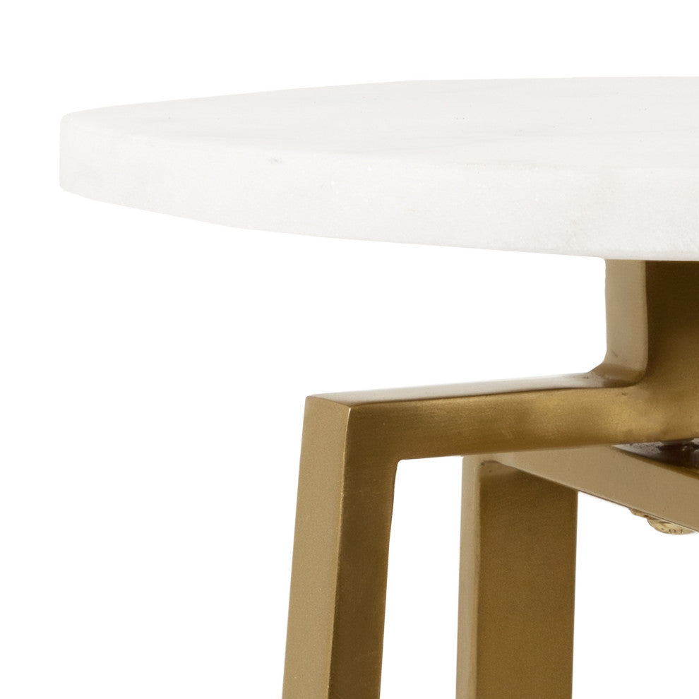 Zia Metal Drink Table, Marble/Gold 9x9x23