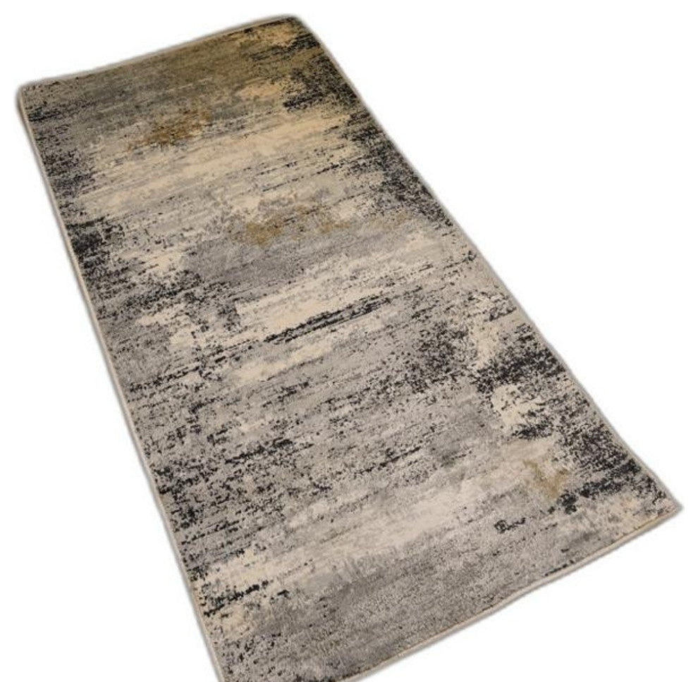 2"x8" Gray Mod Distressed Strokes Runner Rug