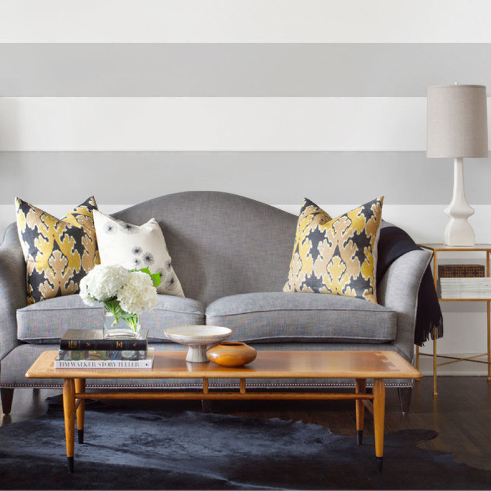 Horizontal Stripe Bold Peel and Stick Vinyl Wallpaper, Gray, 24"w X 60"h