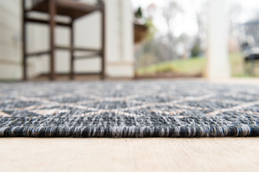Rug Unique Loom Outdoor Trellis Charcoal Gray Rectangular 4' 0 x 6' 0