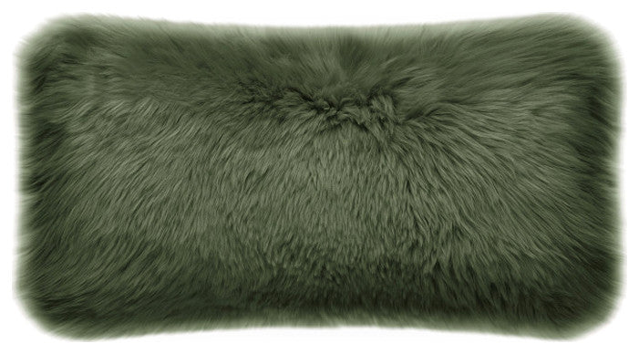 Modern Sheepskin Double-Sided Pillow, Cypress, 12"x22"