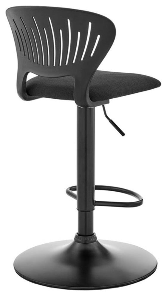 Armen Living Padua 23 - 32" Modern Metal Swivel Stool in Black