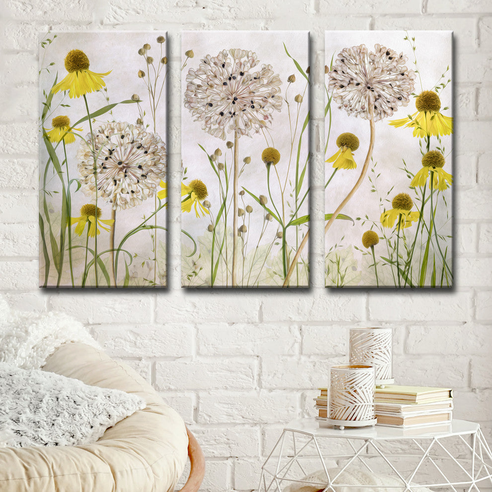 Ready2HangArt 'Alliums and Heleniums' 3-Piece Canvas Wall Decor Set, 60"x40"