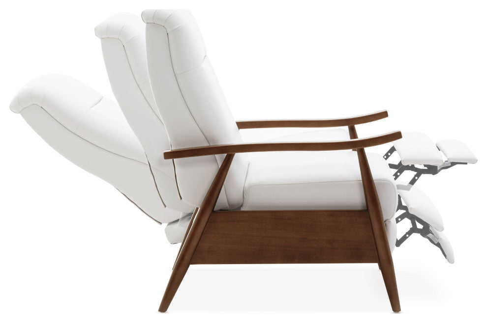 Solaris Wood Arm Push Back Recliner, Milky White