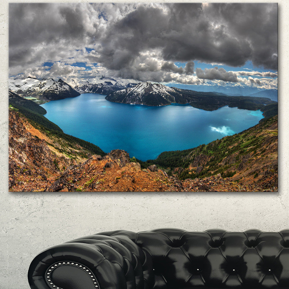 Lake Surrounded by Mountains, Extra Large Landscape Canvas Art Print, 60"x28"