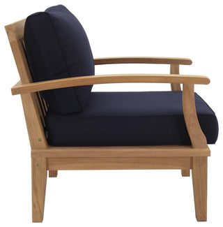 Natural Navy Marina Outdoor Patio Teak Armchair