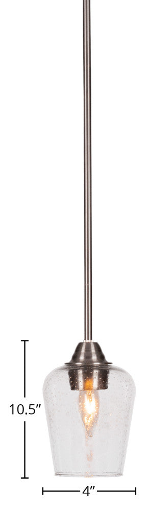 Paramount 1-Light Mini Pendant, Brushed Nickel, 4" Clear Bubble Glass