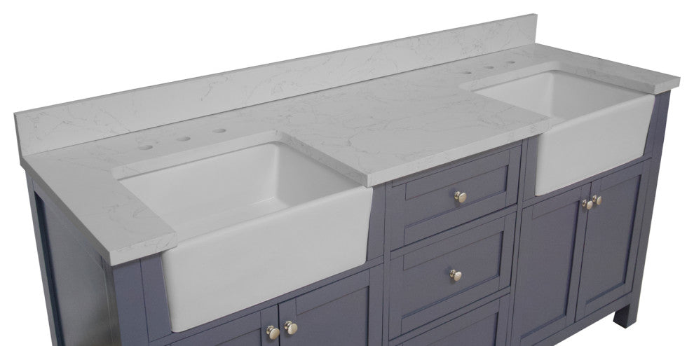Yorkshire 72" Bathroom Vanity, Marine Gray, Engineered Marble