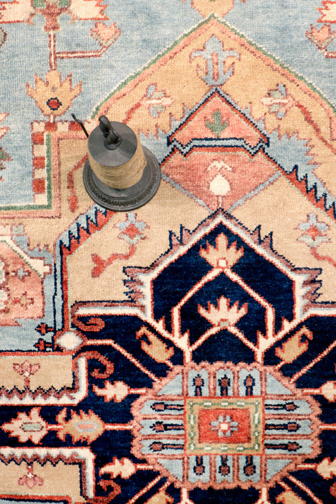 Pasargad Home Serapi Collection Light Blue Wool Area Rug, 10'x14'