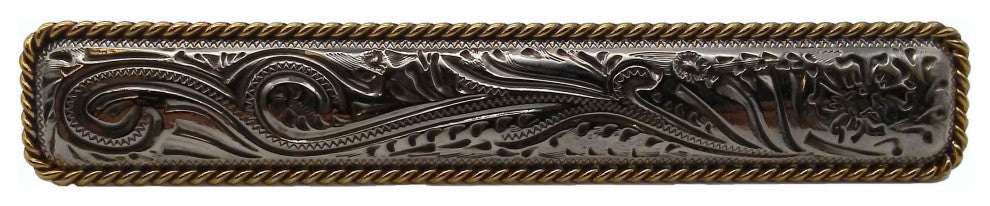 Large Engraved Flower Pull, Old Silver and Gold