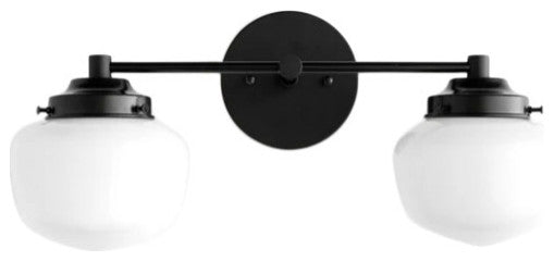 Avery 20" Bathroom Vanity Fixture, 2-Bulb With Opal Glass Shades
