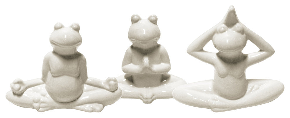 Ceramic Figurines, 3-Piece Set, Gloss White