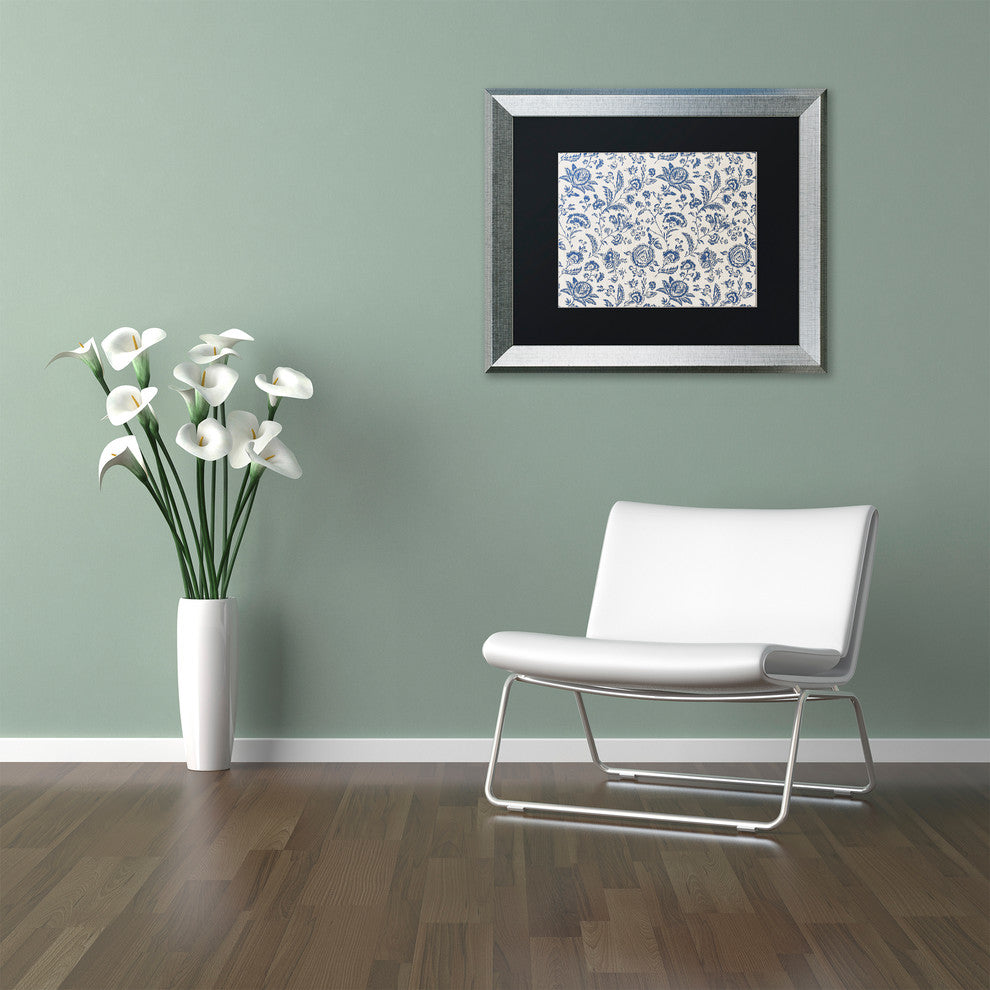 Color Bakery 'Toile Fabrics IX' Art, Silver Frame, Black Matte, 14"x11"