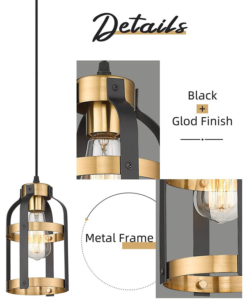 Metal Cage Mini Pendant Lighting Fixture Industrial Hanging Lamp With Black
