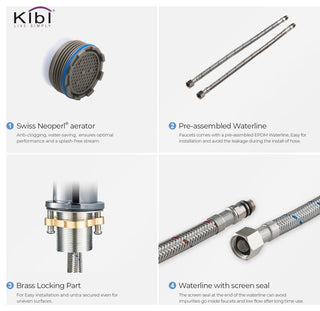 Circular Brass Single Handle Bathroom Faucet KBF1008, Chrome, with Drain