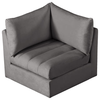 Jacob Velvet Upholstered Modular Corner Chair, Grey