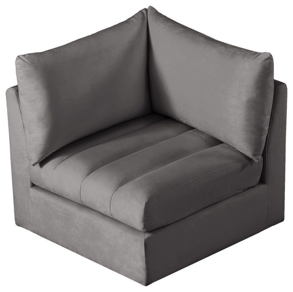 Jacob Velvet Upholstered Modular Corner Chair, Grey