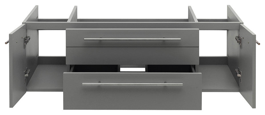 Lucera Wall Mount Vessel Sink Bathroom Cabinet, Gray, 48"