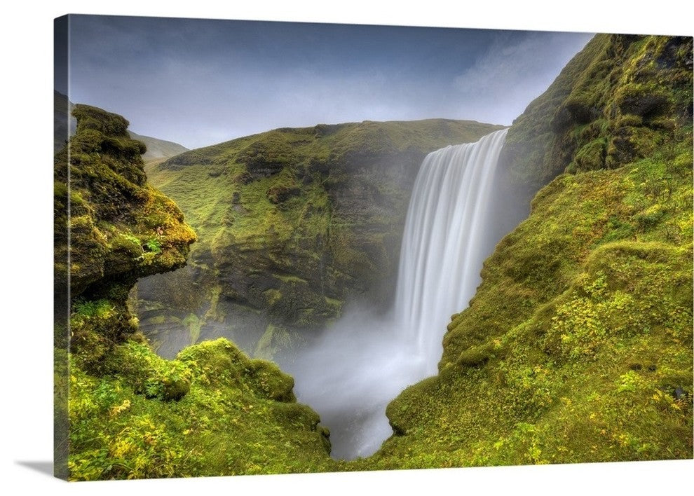"Wild Waterfall, Iceland" Wrapped Canvas Art Print, 24"x16"x1.5"