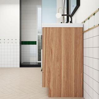 Carla 60" Freestanding Bathroom Vanity With Double Sink, White Oak