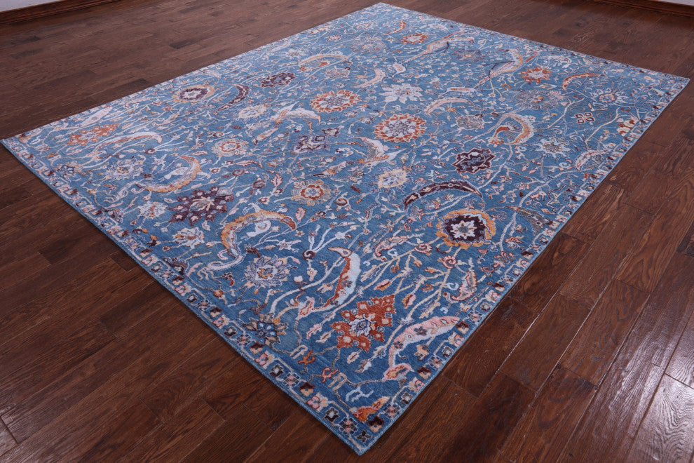 8' 2" X 10' 5" Persian Wool & Silk Hand Knotted Rug - Q14901
