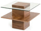 HomeRoots 19" Walnut Veneer and Glass End Table