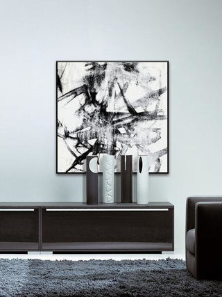 "Monotype Scribble II" Floater Framed Painting Print on Canvas, 32"x32"