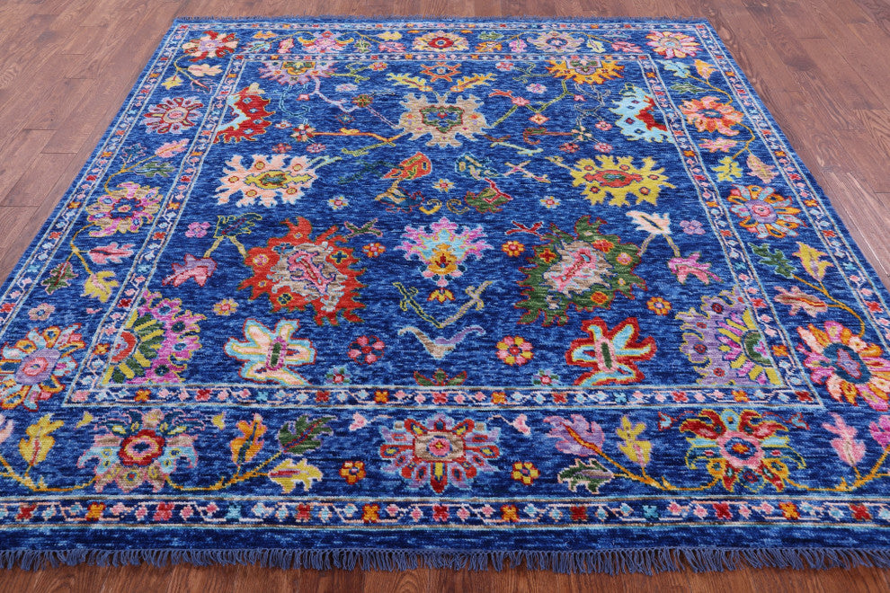8' Square Turkish Oushak Handmade Wool Rug - Q16042