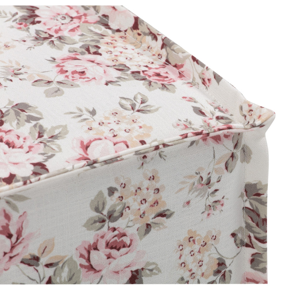 Rustic Manor Jazmyn Ottoman Upholstered, Linen, Cluster Red