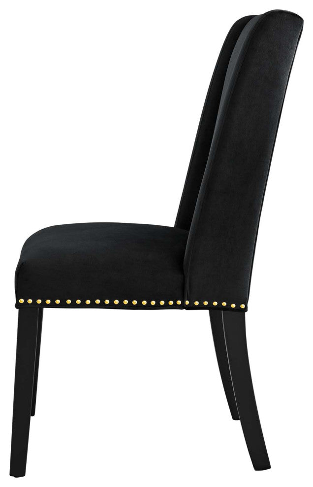 Dining Chair, Nailhead, Set of 2, Black, Velvet, Modern, Bistro Hospitality