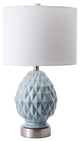 Nuloom 24" Textured Ceramic Egg Burlap Shade Light Blue, 3-Way Switch Table Lamp