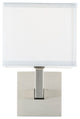 Sofia Wall Sconce With White Fabric Shade, Brushed Nickel, One Light