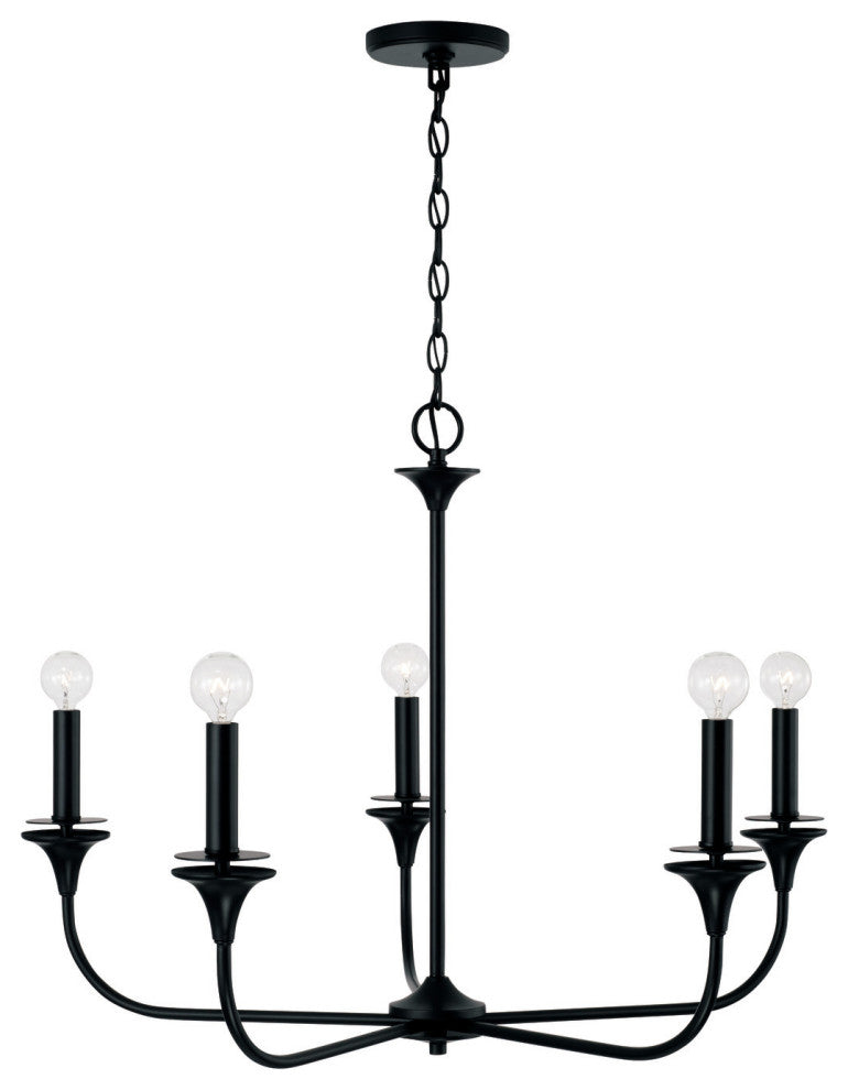 Capital Lighting 448951 Presley 5 Light 31"W Candle Style - Matte Black