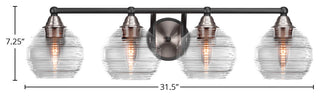 Paramount 4-Light Bath Bar, Matte Black & Brushed Nickel, 6" Clear Ribbed Glass