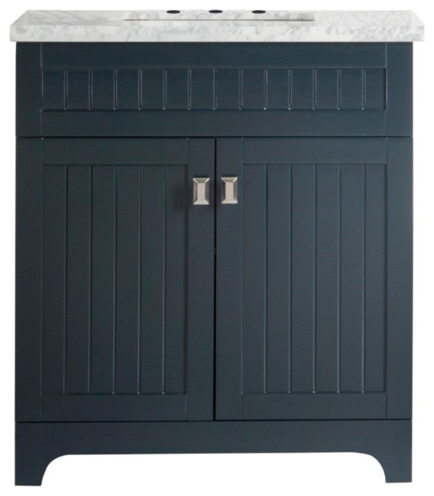 31" Single Vanity, Dark Gray, White Marble Top