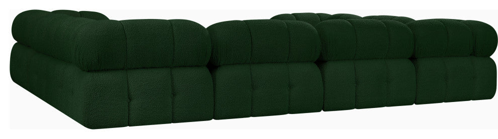 Ames Boucle Fabric U-Shaped Modular Sectional, Green, 8-Piece: 4 Armless Chair, 4 Corner Chair