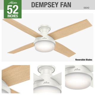 Hunter Fan Company 52" Dempsey LP Fresh White Ceiling Fan With Light and Remote