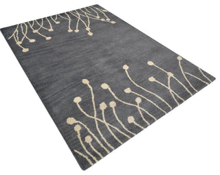 HAND TUFTED WOOL ECO-FRIENDLY AREA RUGS, Gray White Color, Floral Design
