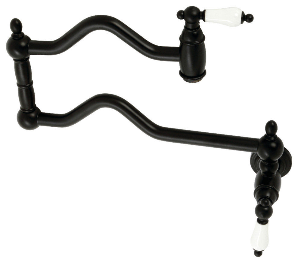 Kingston Brass KS2100PL Heritage Wall Mount Pot Filler, Matte Black