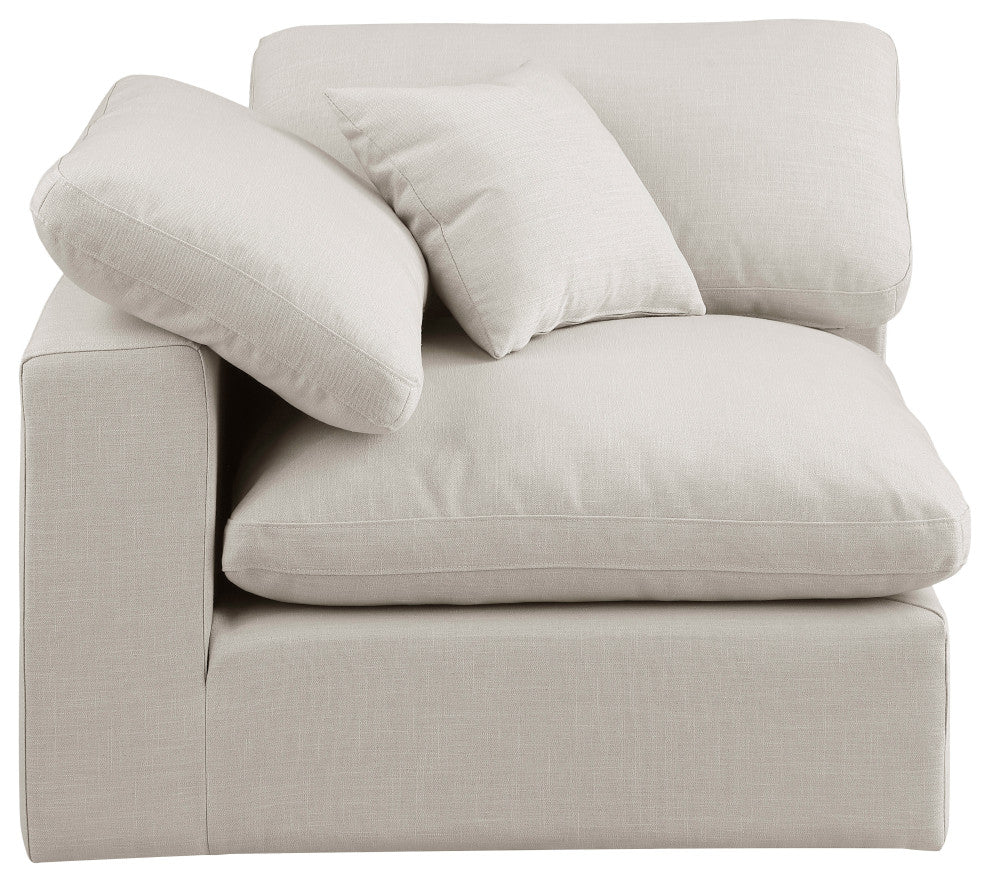 Comfy Beige Linen Textured Fabric Modular Chair, Beige, Linen Textured Fabric, Corner Chair