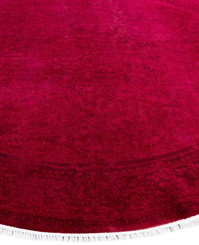 Overdyed One-of-a-Kind Hand-Knotted Area Rug Red, 7' 1" x 7' 1"