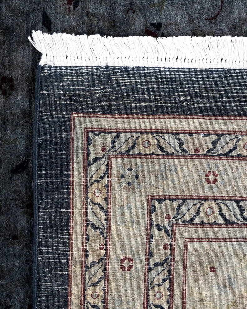 Overdyed, One-of-a-Kind Hand-Knotted Area Rug Black, 12'6"x17'10"