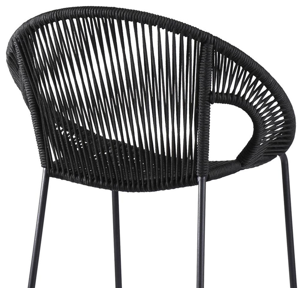 Acapulco 26 Indoor Outdoor Steel Bar Stool with Black Rope