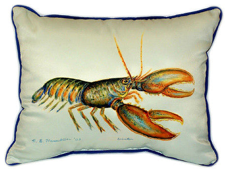 Pair of Betsy Drake Lobster Large Pillows 16 Inch x 20 Inch