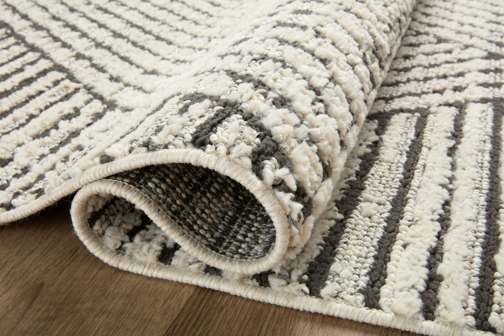 Loloi II Fabian Charcoal/Ivory 18"x18" Sample Rug