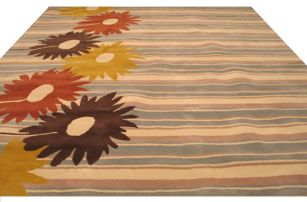 EORC Blue Hand-Tufted Wool Niki Rug, 7'9x9'9