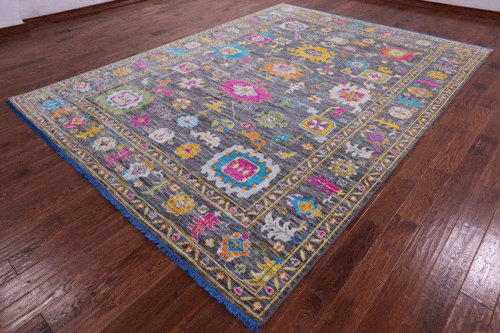 8' 11" X 12' 2" Hand Knotted Turkish Oushak Wool Rug - Q15585