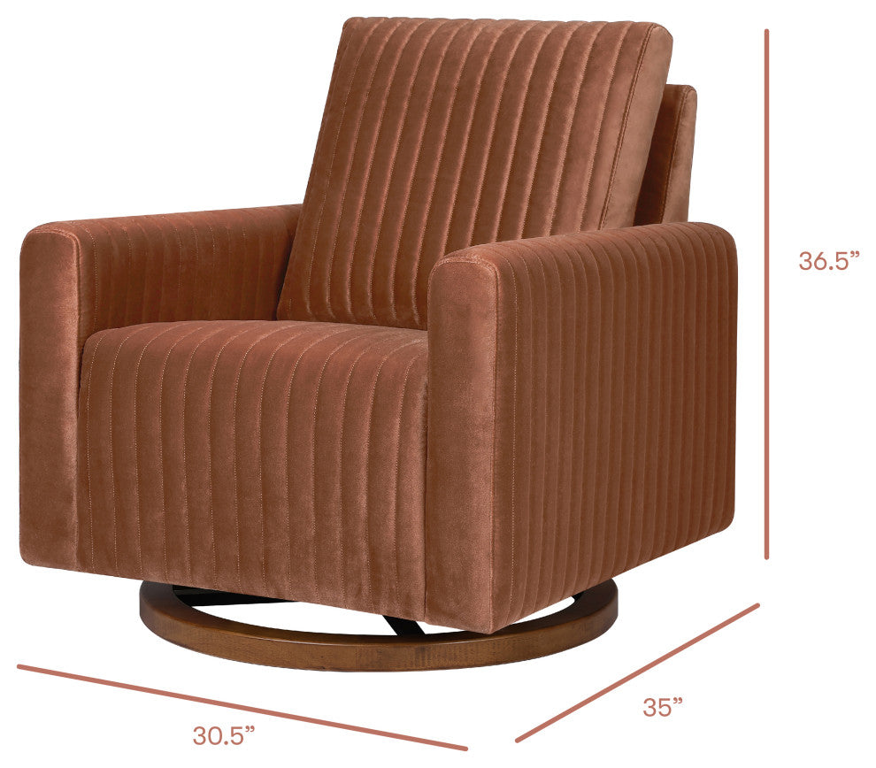 Poe Channeled Swivel Glider, Water Repellent and Stain Resistant, Rust Velvet